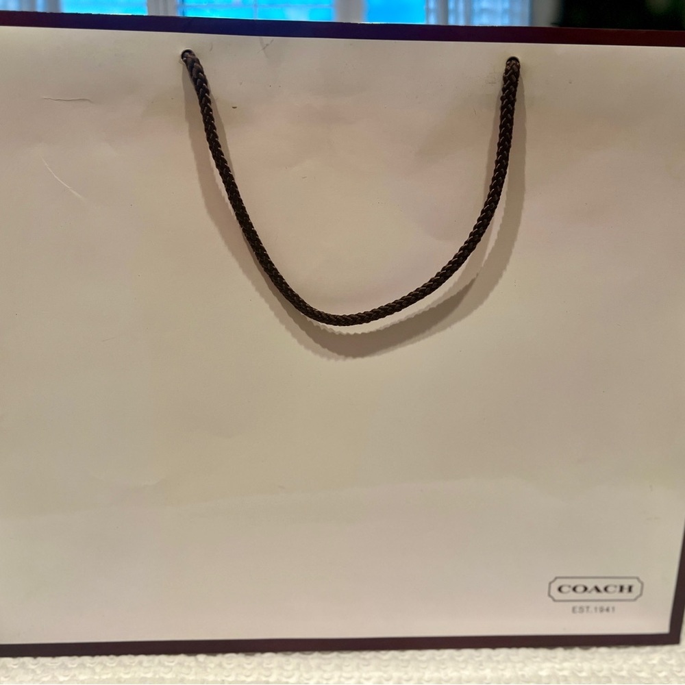 Coach White and Black Shopping Bag